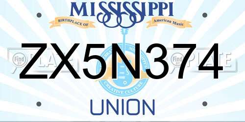 ZX5N374 Mississippi License Plate