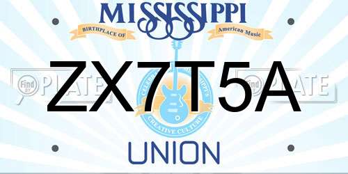 ZX7T5A Mississippi License Plate