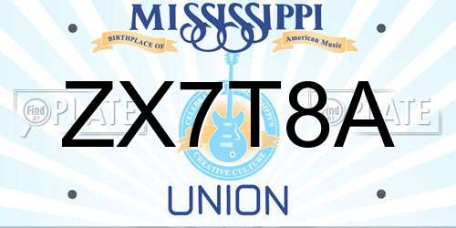 ZX7T8A Mississippi License Plate