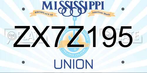ZX7Z195 Mississippi License Plate