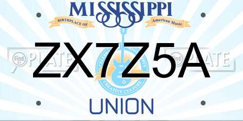 ZX7Z5A Mississippi License Plate