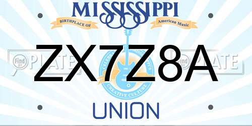 ZX7Z8A Mississippi License Plate