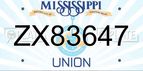 ZX83647 Mississippi License Plate