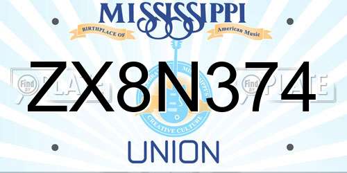 ZX8N374 Mississippi License Plate