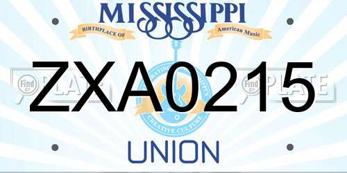 ZXA0215 Mississippi License Plate