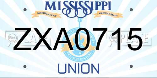 ZXA0715 Mississippi License Plate