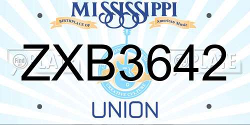 ZXB3642 Mississippi License Plate