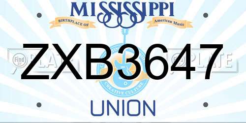 ZXB3647 Mississippi License Plate