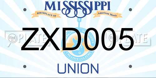 ZXD005 Mississippi License Plate