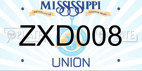 ZXD008 Mississippi License Plate