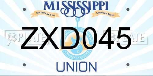 ZXD045 Mississippi License Plate
