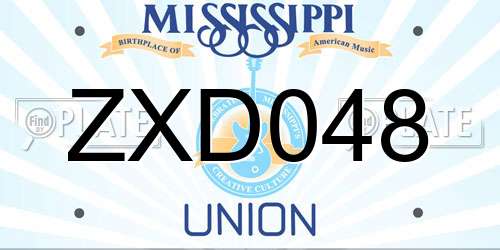 ZXD048 Mississippi License Plate
