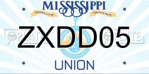 ZXDD05 Mississippi License Plate