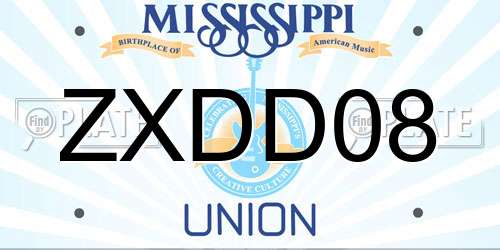 ZXDD08 Mississippi License Plate