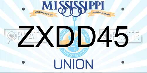 ZXDD45 Mississippi License Plate