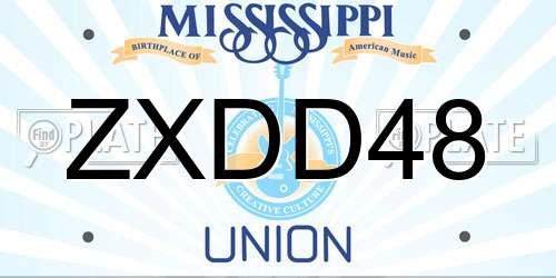 ZXDD48 Mississippi License Plate