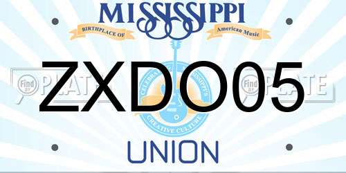 ZXDO05 Mississippi License Plate
