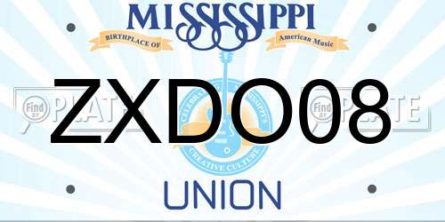 ZXDO08 Mississippi License Plate