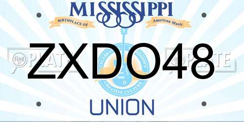 ZXDO48 Mississippi License Plate