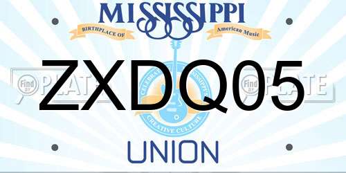 ZXDQ05 Mississippi License Plate