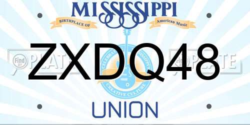 ZXDQ48 Mississippi License Plate