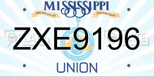 ZXE9196 Mississippi License Plate