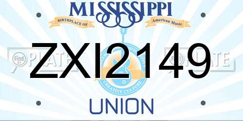 ZXI2149 Mississippi License Plate