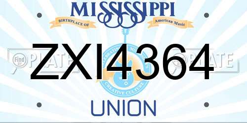 ZXI4364 Mississippi License Plate