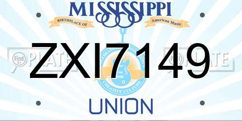 ZXI7149 Mississippi License Plate