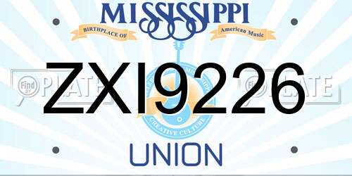 ZXI9226 Mississippi License Plate