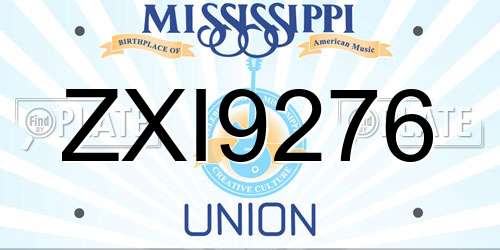 ZXI9276 Mississippi License Plate