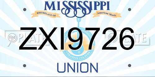 ZXI9726 Mississippi License Plate