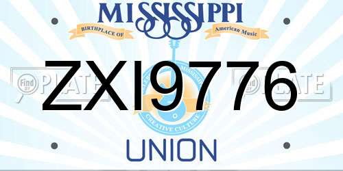 ZXI9776 Mississippi License Plate