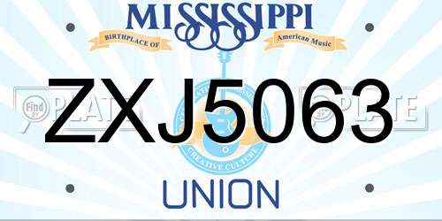 ZXJ5063 Mississippi License Plate