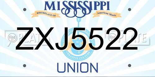 ZXJ5522 Mississippi License Plate