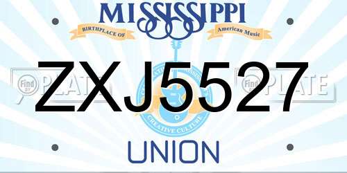 ZXJ5527 Mississippi License Plate