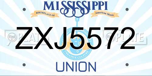 ZXJ5572 Mississippi License Plate