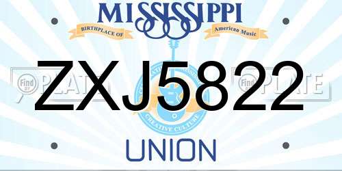ZXJ5822 Mississippi License Plate