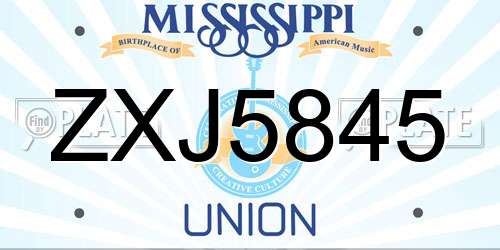 ZXJ5845 Mississippi License Plate