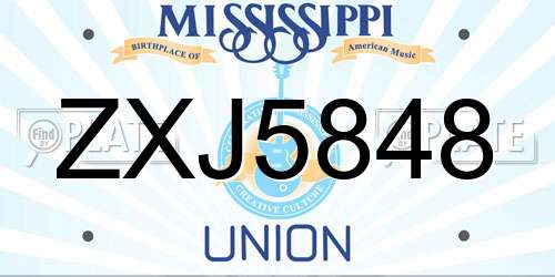 ZXJ5848 Mississippi License Plate