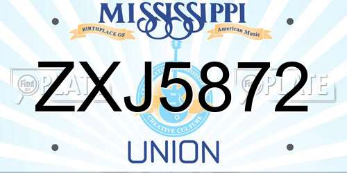 ZXJ5872 Mississippi License Plate