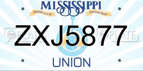ZXJ5877 Mississippi License Plate