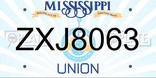 ZXJ8063 Mississippi License Plate