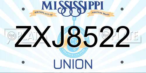 ZXJ8522 Mississippi License Plate