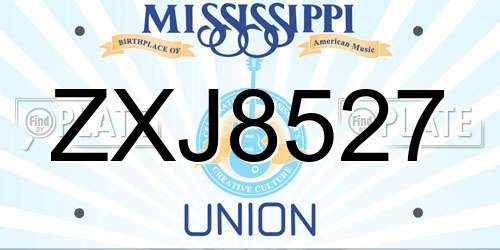 ZXJ8527 Mississippi License Plate