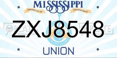 ZXJ8548 Mississippi License Plate