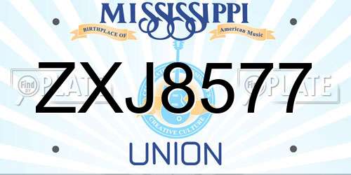 ZXJ8577 Mississippi License Plate