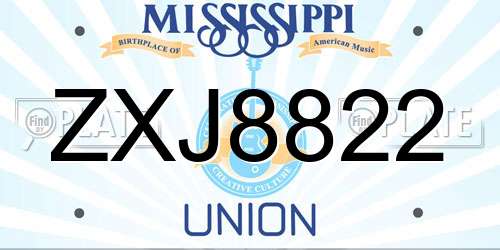 ZXJ8822 Mississippi License Plate