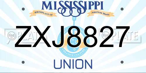 ZXJ8827 Mississippi License Plate