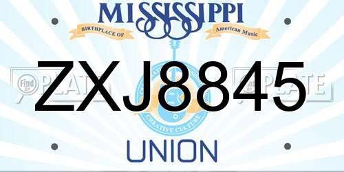 ZXJ8845 Mississippi License Plate